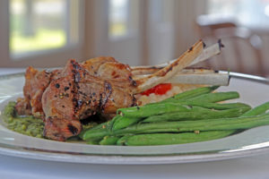 leg of lamb plate with green beans