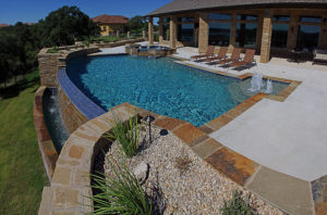 residential pool with hot tub infinity edge