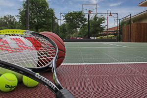 sports equipment closeup on basketball court