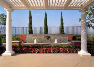 water feature in outdoor patio