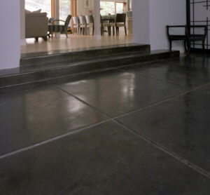 entry way with stained concrete floor