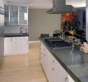 kitchen with stained concrete counters