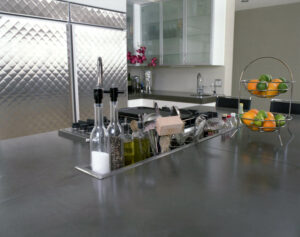 stained concrete kitchen island