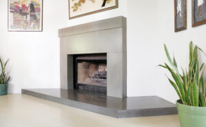 stained concrete fireplace
